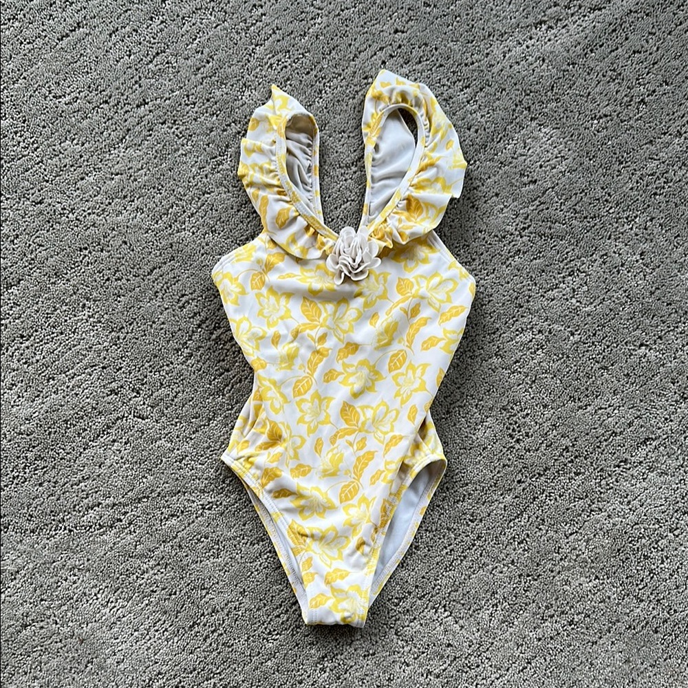 Janie and Jack Yellow Floral One-Piece Swimsuit